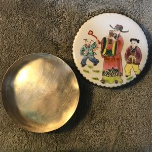 Asian Hand-painted porcelain trinket box